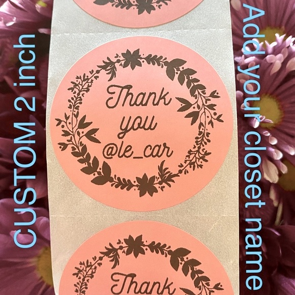 100 CUSTOM THANK YOU STICKERS with your Closet name- Floral Design - Picture 3 of 11